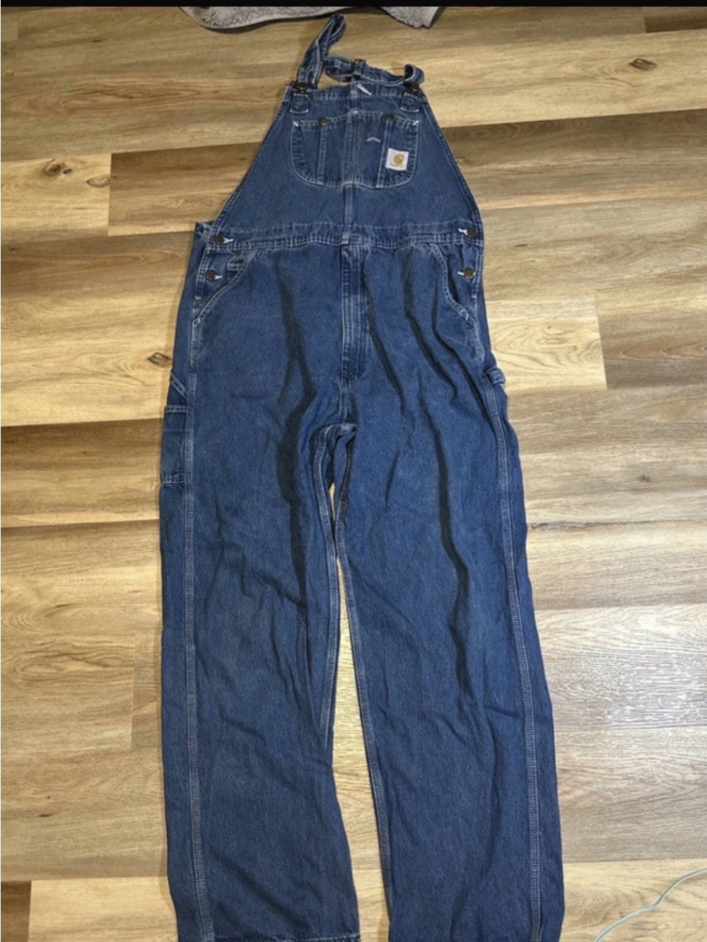Carhartt Men's Dark Blue Denim Bib Overalls